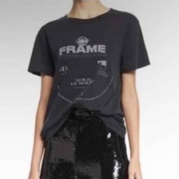 Frame Denim Tops - Frame Records Graphic Tee  Charcoal
